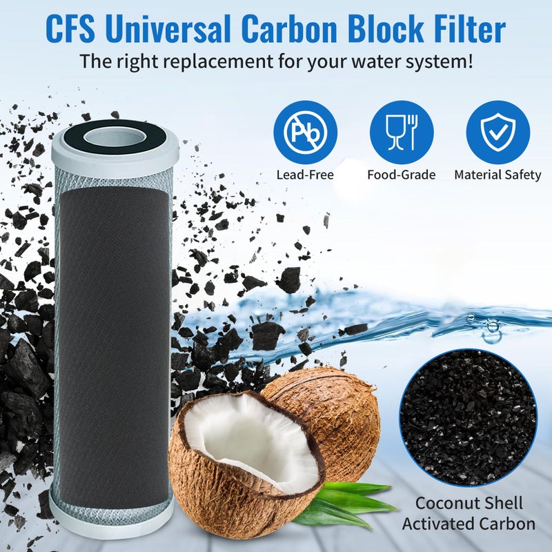 CFS â€“ 4 Pack Radial Flow Carbon Water Filter Cartridges Compatible with CB3, GE FXUVC, FXULC, CBC-10 Models â€“ Removes Bad Taste â€“ Whole House Replacement Filter Cartridge â€“ 0.5 Micron â€“ 10" x 2.5" - Image 5